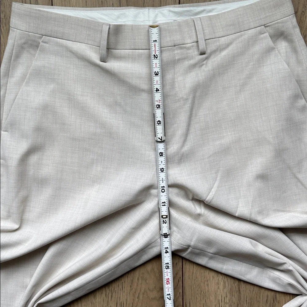 Express Mens Dress Pants 33x32 Tan Baggy Stretch Flat Front Career Casual